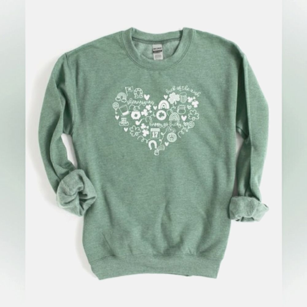 Gilden St. Patrick's Day Heart Icon Sweatshirt sz Lg